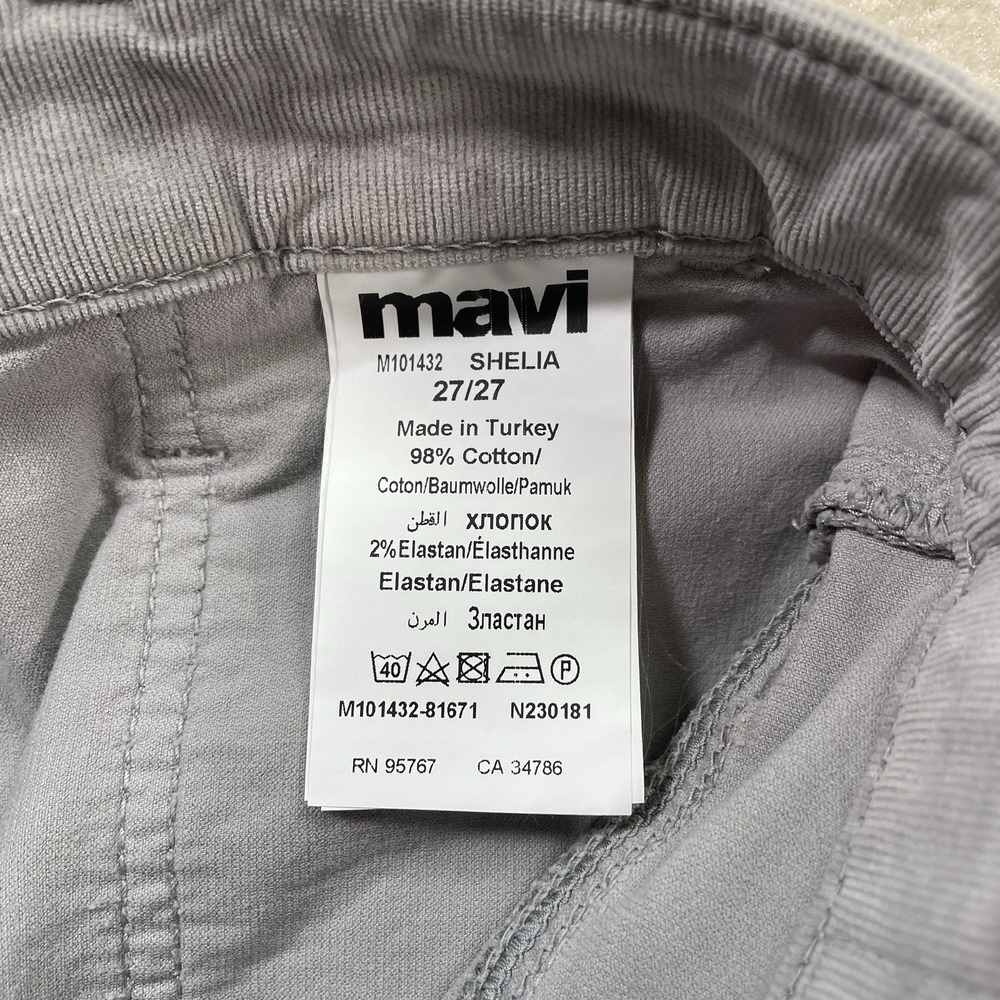 NWT Mavi Sheila Corduroy Pants Womens 27 Gray Raw Hem High Rise Straight Leg - Picture 10 of 11